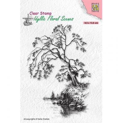 Nellie's Choice Clear Stamp - Idyllic Floral Scenes Tree On Waterside